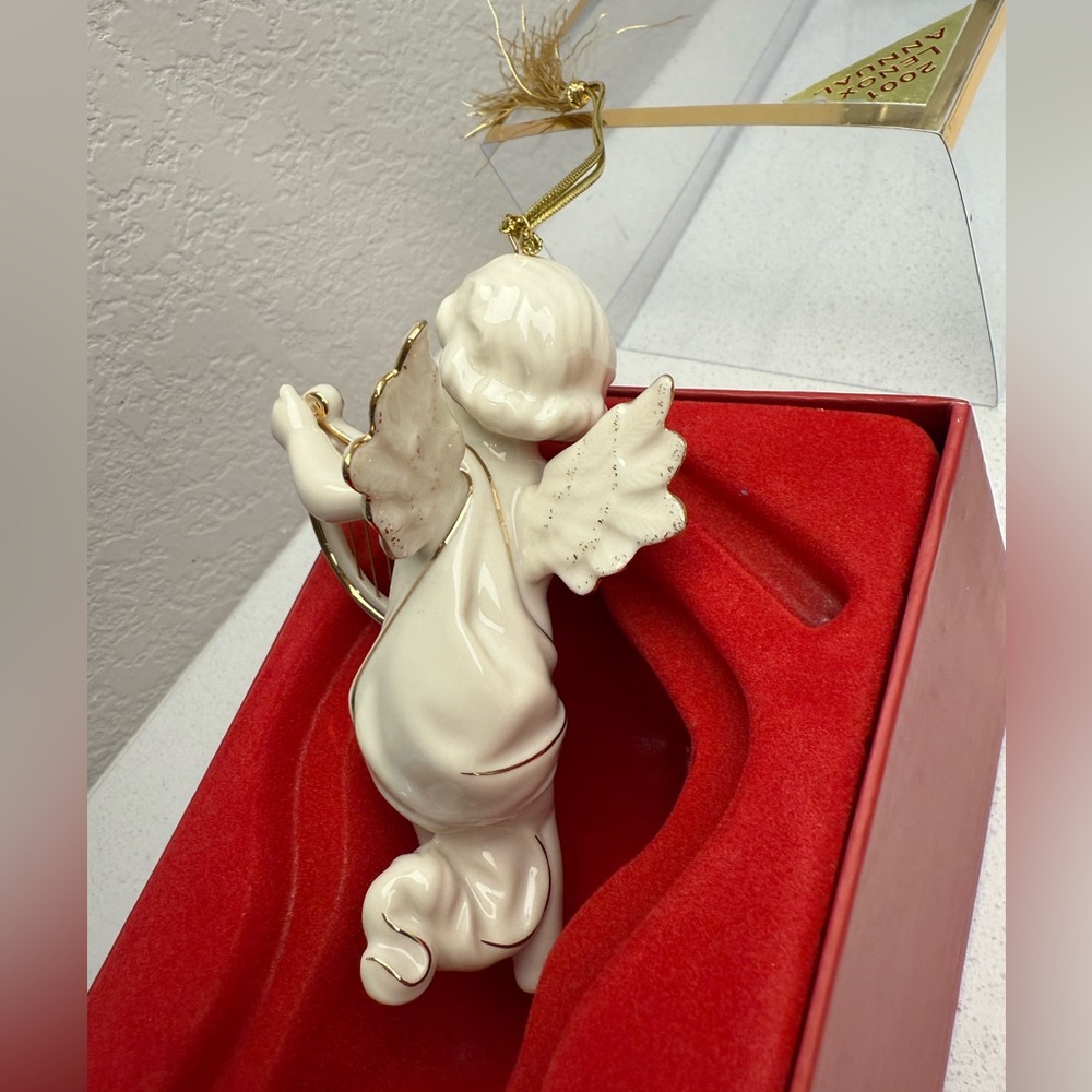 Vintage 2001 Lenox Annual Cherub Christmas Ornament Angel Playing Harp Y2K - Picture 8 of 11